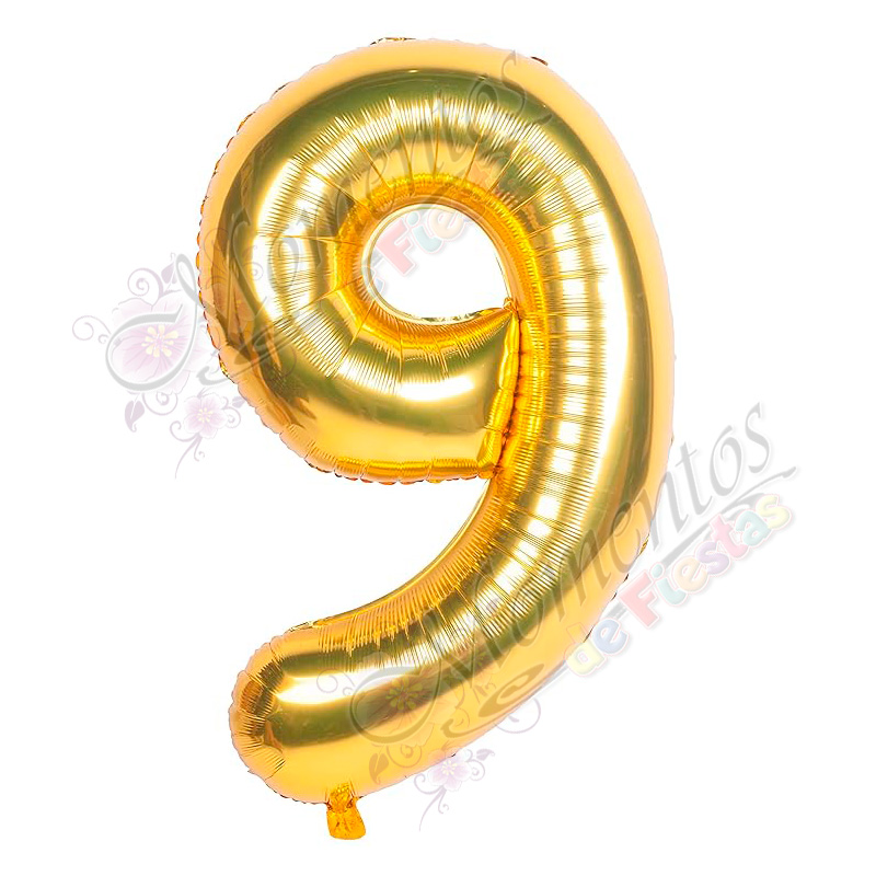 Globo Número 9 Metalizado - Color DORADO