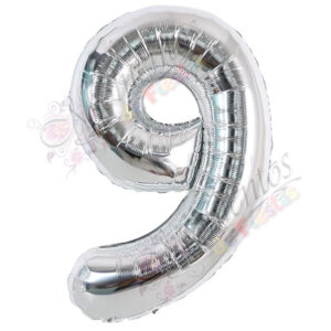 Globo Número 9 Metalizado - Color PLATEADO