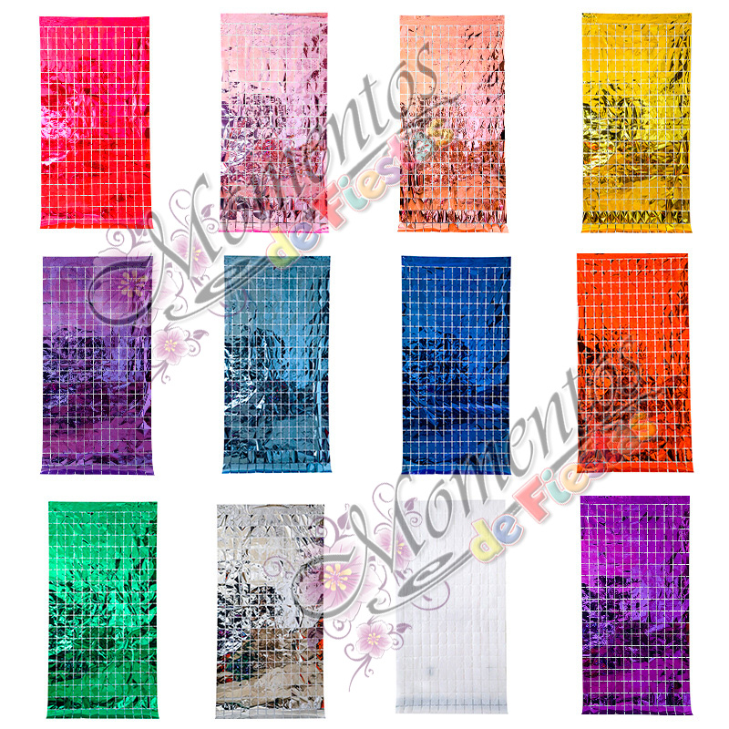 Cortina Metalizada Cuadraditos – Color ROJO - Image 2