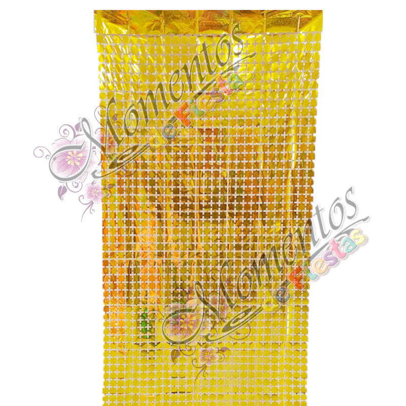 Cortina Metalizada Cuadraditos – Color DORADO