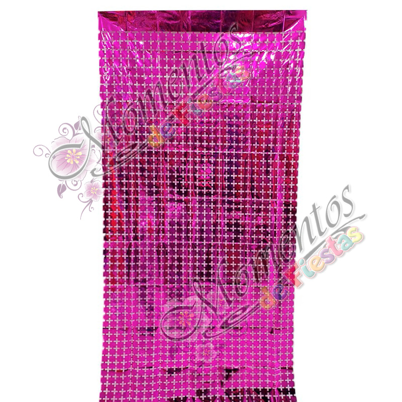 Cortina Metalizada Cuadraditos – Color FUCSIA