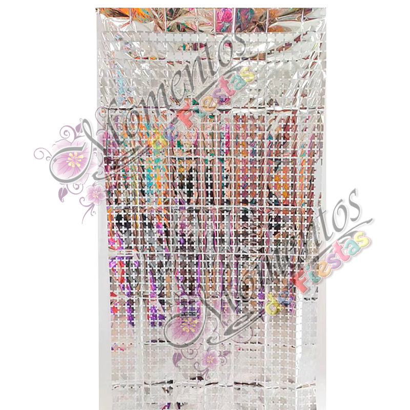 Cortina Metalizada Cuadraditos – Color PLATA