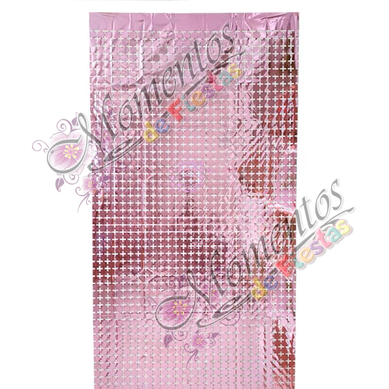 Cortina Metalizada Cuadraditos – Color ROSA