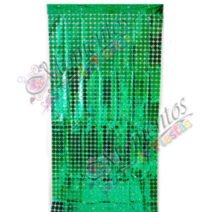 Cortina Metalizada Cuadraditos – Color VERDE OSCURO