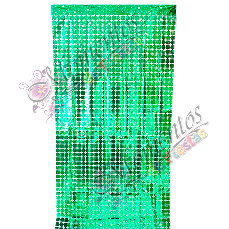 Cortina Metalizada Cuadraditos – Color VERDE CLARO
