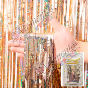 Cortina Metalizada Holográfica – Color ORO CLARO