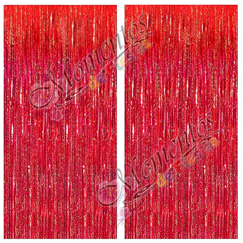 Cortina Metalizada Holográfica – Color ROJO - Image 2