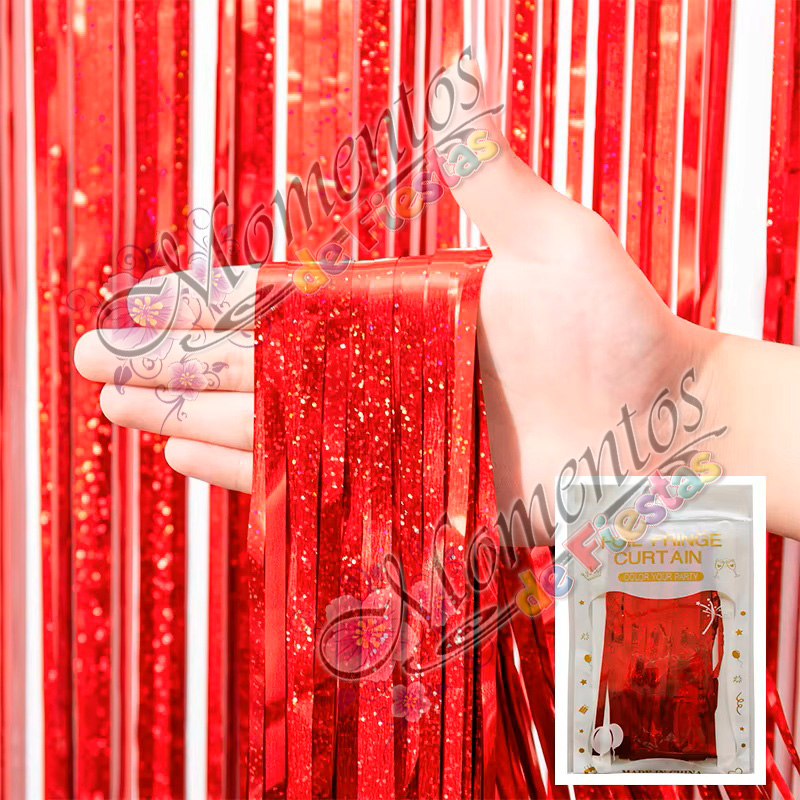 Cortina Metalizada Holográfica – Color ROJO