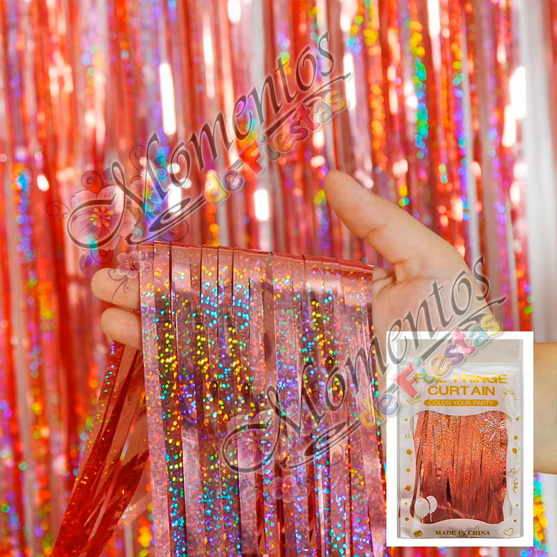Cortina Metalizada Holográfica – Color ROSA GOLD