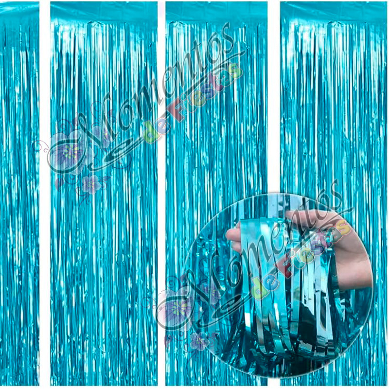 Cortina Metalizada Lisa – Color CELESTE - Image 2