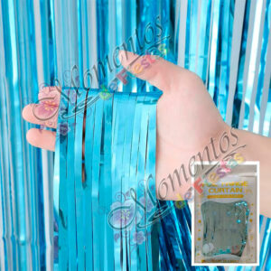 Cortina Metalizada Lisa – Color CELESTE