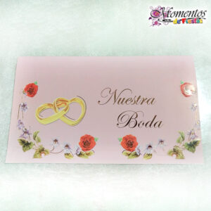 Tarjeta de Invitación Rectangular con Sobre x10 unidades – Boda – Alianzas [Cod. 036]