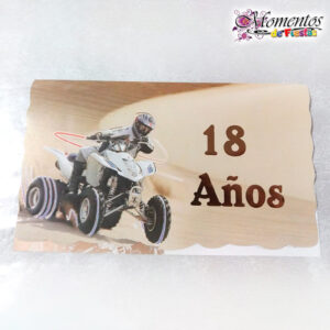 Tarjeta de Invitación Rectangular con Sobre x10 unidades – 18 años – Cuatriciclo [Cod. 037]