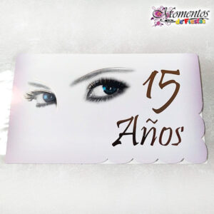 Tarjeta de Invitación Rectangular con Sobre x10 unidades – 15 años – Ojos [Cod. 040]