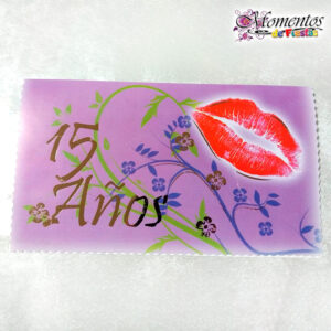 Tarjeta de Invitación Rectangular con Sobre x10 unidades – 15 años – Labial [Cod. 043]