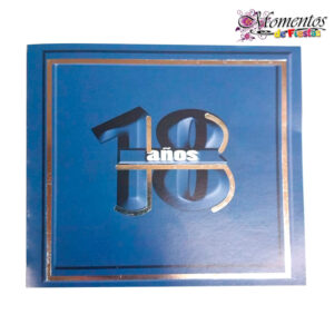 Tarjeta de Invitación Cuadrada con Sobre x10 unidades – 18 años – Azul Retro [Cod. 1012]