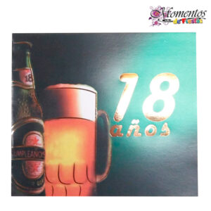 Tarjeta de Invitación Cuadrada con Sobre x10 unidades – 18 años – Cerveza [Cod. 1025]