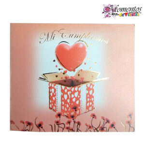 Tarjeta de Invitación Cuadrada con Sobre x10 unidades – Feliz Cumpleaños – Corazón Regalito [Cod. 1026]