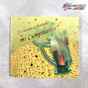 Tarjeta de Invitación Cuadrada con Sobre x10 unidades – Feliz Cumpleaños – Cerveza [Cod. 1029]