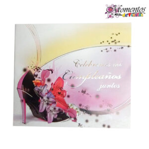 Tarjeta de Invitación Cuadrada con Sobre x10 unidades – Feliz Cumpleaños – Zapatito [Cod. 1035]