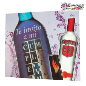 Tarjeta de Invitación Cuadrada con Sobre x10 unidades – 18 años – Friz Bebida [Cod. 1043]