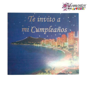Tarjeta de Invitación Cuadrada con Sobre x10 unidades – Feliz Cumpleaños – Paisaje Nocturno [Cod. 1047]