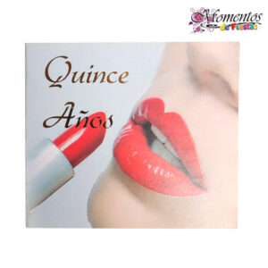 Tarjeta de Invitación Cuadrada con Sobre x10 unidades – 15 años – Labial [Cod. 1056]