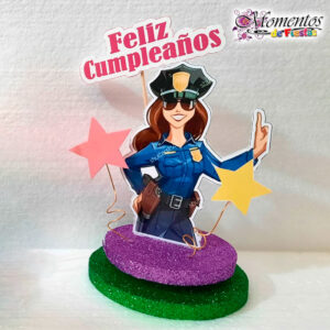 Adorno de torta | con Base – MUJER POLICÍA