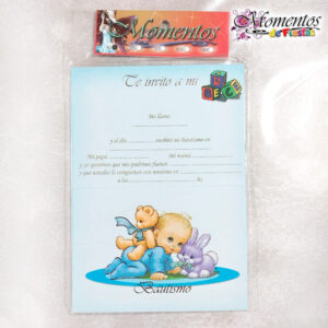 Tarjeta de Invitación Triple - Bautismo - Nene x10 unidades [cod. 7502]