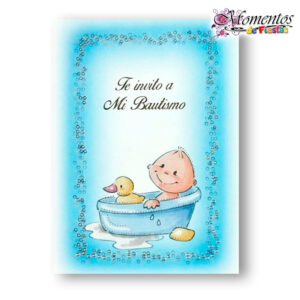 Tarjeta de Invitación Simple - Bautismo - Bañera Celeste x10 unidades [cod. 941]