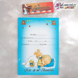 Tarjeta de Recuerdo Triple - Bautismo - Dormilon Celeste x10 unidades [cod. 7014]