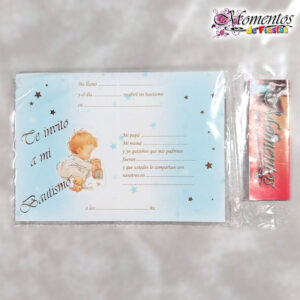 Tarjeta de Invitación Triple - Bautismo - Nene x10 unidades [cod. 7508]