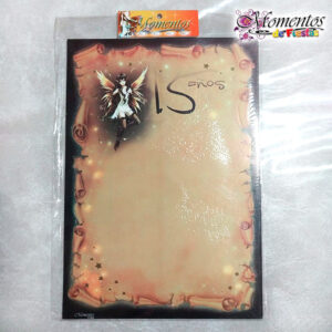 Pergamino - 15 años - Hada - Detalles Negros - x15 unidades