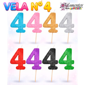 Vela de Tergolina Brillo - Número 4 - Pack x5 unidades