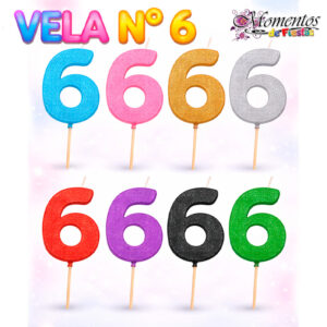 Vela de Tergolina Brillo - Número 6 - Pack x5 unidades