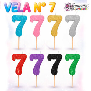 Vela de Tergolina Brillo - Número 7 - Pack x5 unidades
