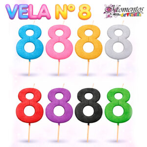 Vela de Tergolina Brillo - Número 8 - Pack x5 unidades