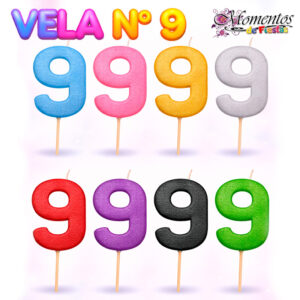 Vela de Tergolina Brillo - Número 9 - Pack x5 unidades