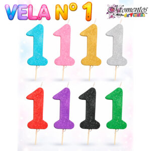 Vela de Tergolina Brillo - Número 1 - Pack x5 unidades