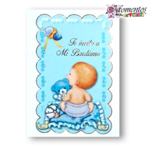 Tarjeta de Invitación Simple - Bautismo - Nene x10 unidades [cod. 915]