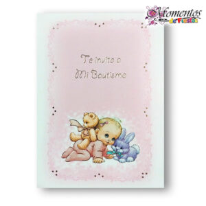Tarjeta de Invitación Simple - Bautismo - Nena x10 unidades [cod. 7802]