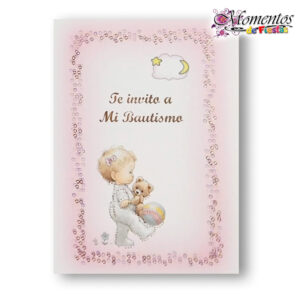 Tarjeta de Invitación Simple - Bautismo - Nena x10 unidades [cod. 940]