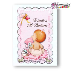 Tarjeta de Invitación Simple - Bautismo - Nena x10 unidades [cod. 908]