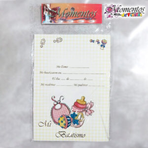 Tarjeta de Recuerdo Triple - Bautismo - Mamadera x10 unidades [cod. 7010]