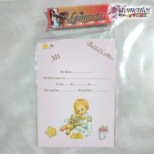 Tarjeta de Recuerdo Triple - Bautismo - Nena x10 unidades [cod. 7015]