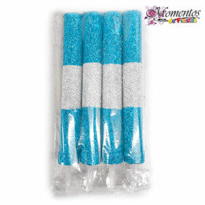 Bengala Brillo x4 Celeste y Blanco